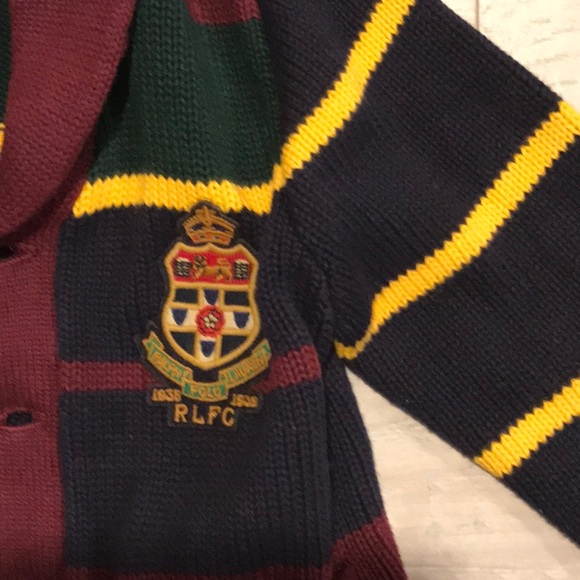 Polo by Ralph Lauren Kids Burgundy and Navy Striped Sweater - Picture 3 of 4